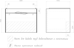 Velvex Тумба с раковиной Krona 600-0-1 подвесная серый камень – фотография-15